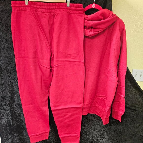 Zenana 1X Hooded Sweatshirt and Sweatpants Set, Red - Picture 5 of 6
